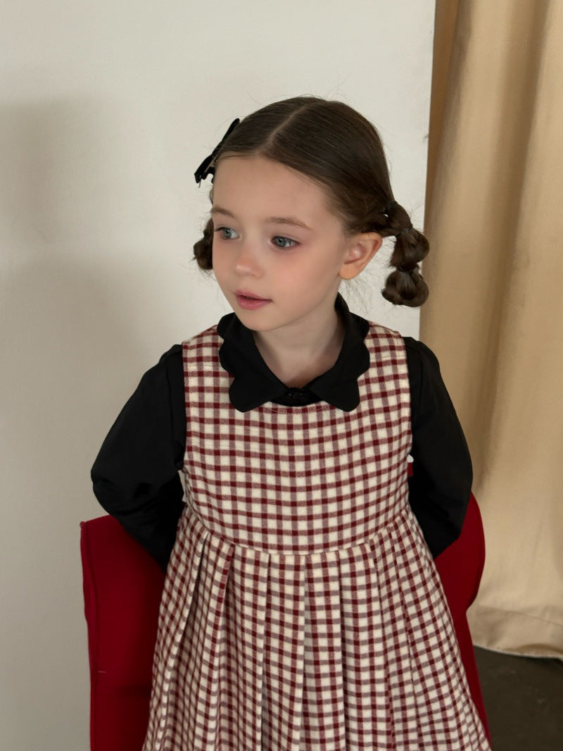 Kids Ruffled Collar Front Button Long Sleeve Shirt