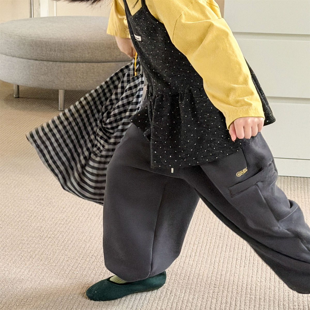 Pantalones largos de felpa para niños, corte holgado con cintura elástica y forro polar [mh0014538]