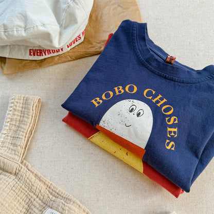 Boiled Egg Bear Graphic T-Shirt コットン クルーネック Tシャツ【mh0012652】