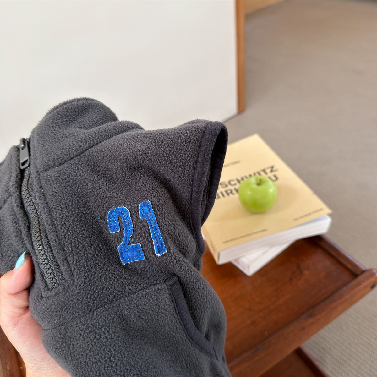 Kids' Embroidered Number Stand-Collar Half-Zip Fleece Long Vest【mh0014559】