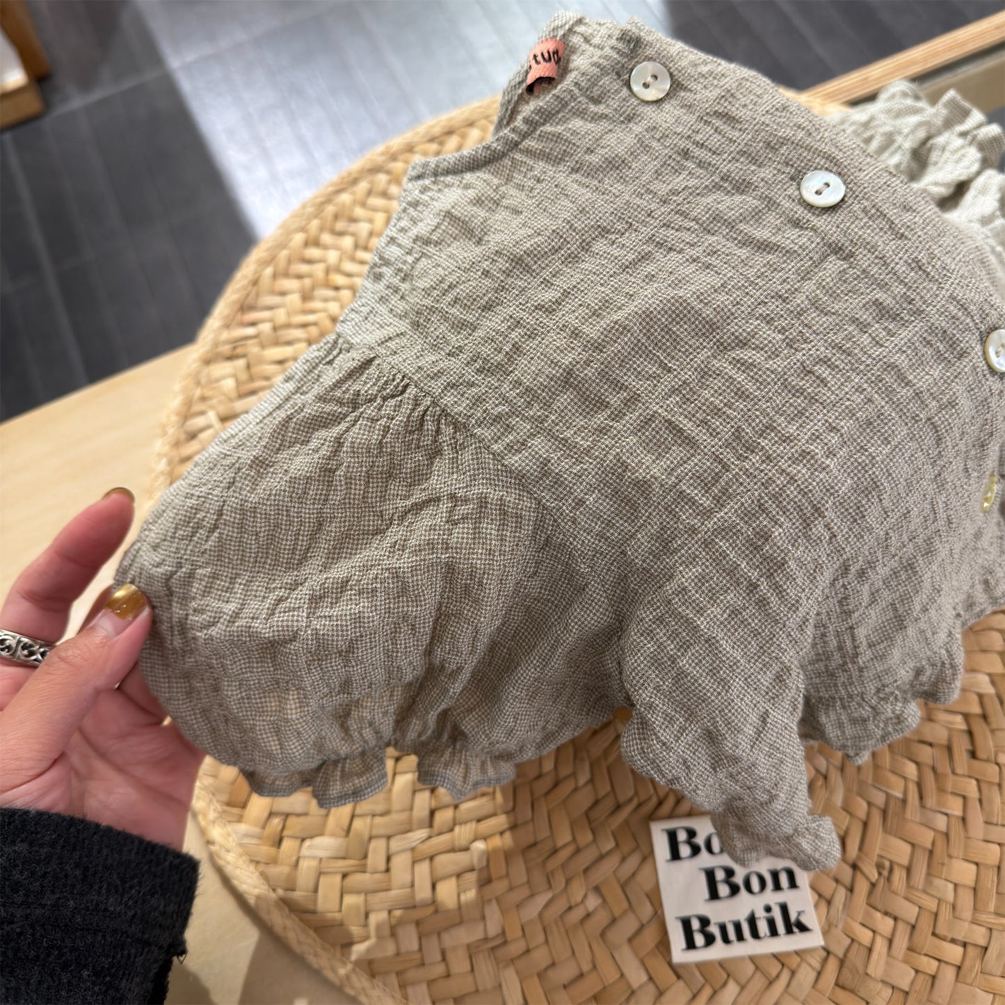 Linen Puff Sleeve Blouse ラッフル 半袖ブラウス【mh0013230】