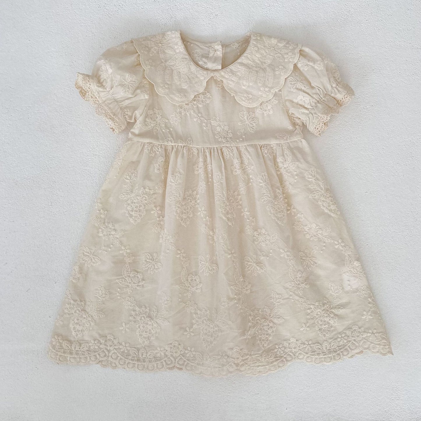 Embroidered Puff Sleeve Romper And Dress 刺繍 パフスリーブ ロンパース ワンピース【mh0013166】
