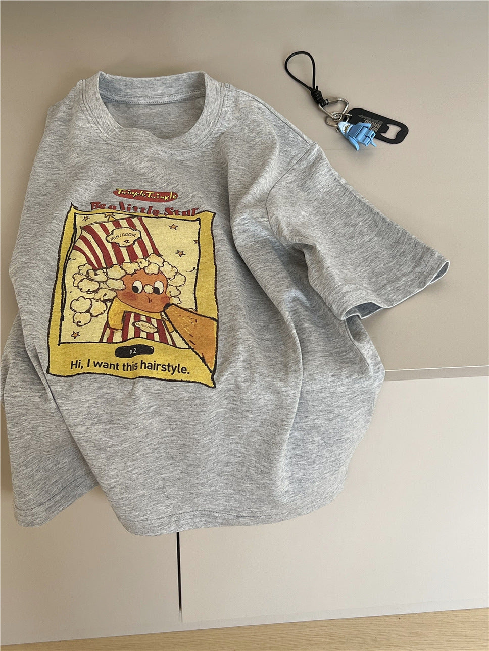 Popcorn Character T-shirt キャラクター 半袖Tシャツ【mh0012948】