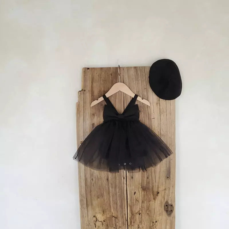Bow Back Tulle Romper Dress ビッグリボン ノースリーブ チュールロンパース【mh0012700】
