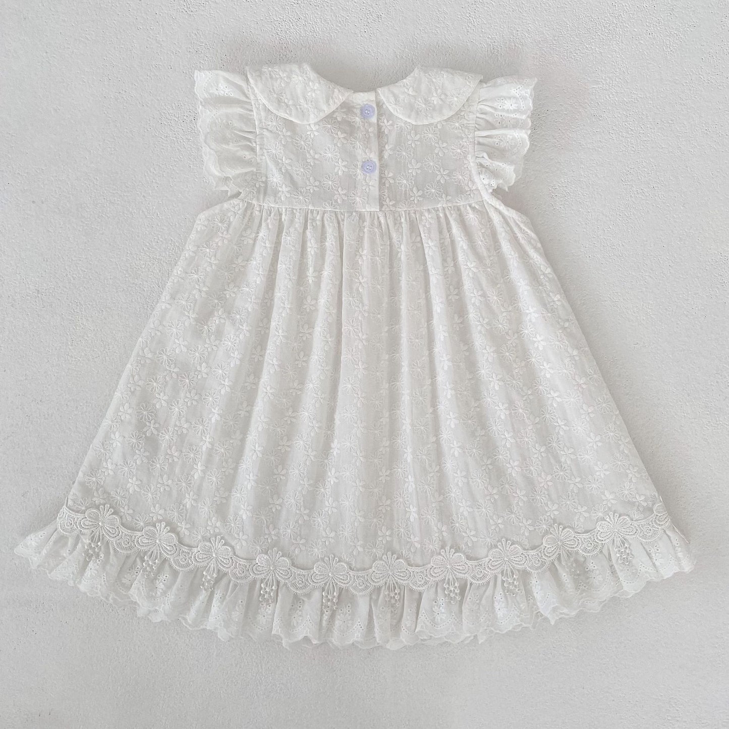 Lace Trim Doll Collar Romper Dress ラッフル ロンパース ミモレ丈ワンピース【mh0013160】
