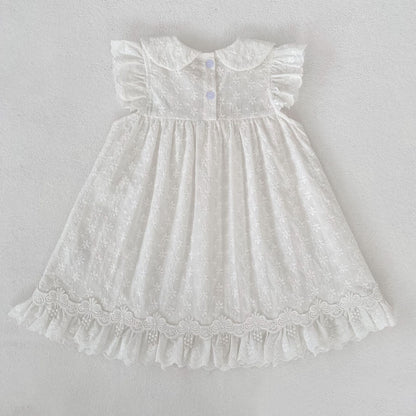 Lace Trim Doll Collar Romper Dress ラッフル ロンパース ミモレ丈ワンピース【mh0013160】