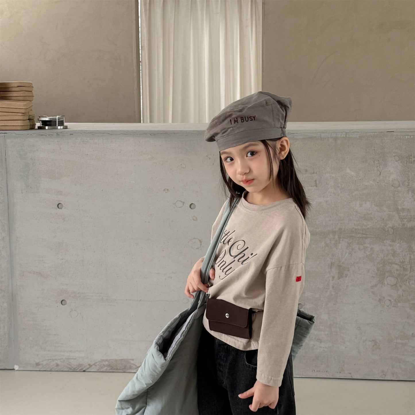 キッズ 英字プリント ルーズ 長袖Tシャツ【mh0014050】