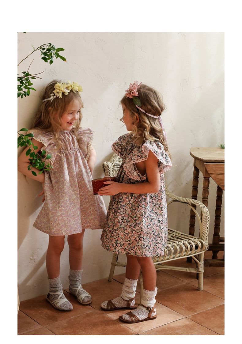 Floral Butterfly Dress 花柄 バタフライスリーブワンピース【mh0012983】