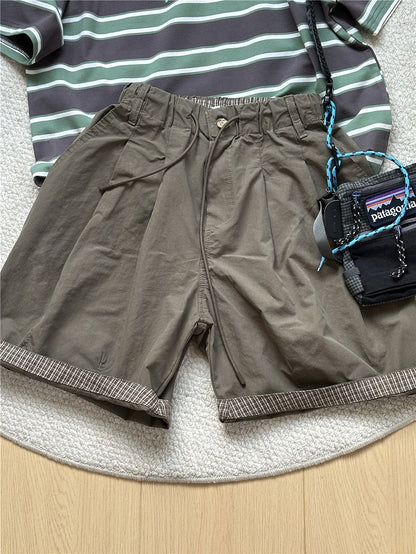 Plaid Hem Shorts チェックヘム タックハーフパンツ【mh0012955】