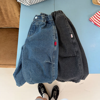 Pantalones vaqueros holgados de pierna cónica para niños【mh0014537】
