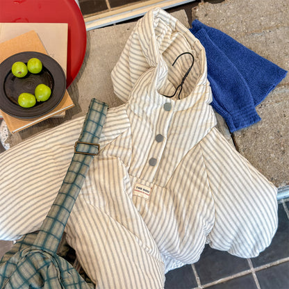 パフジャケット フーディ ストライプ プルオーバー アウター 中綿【mh0011613】