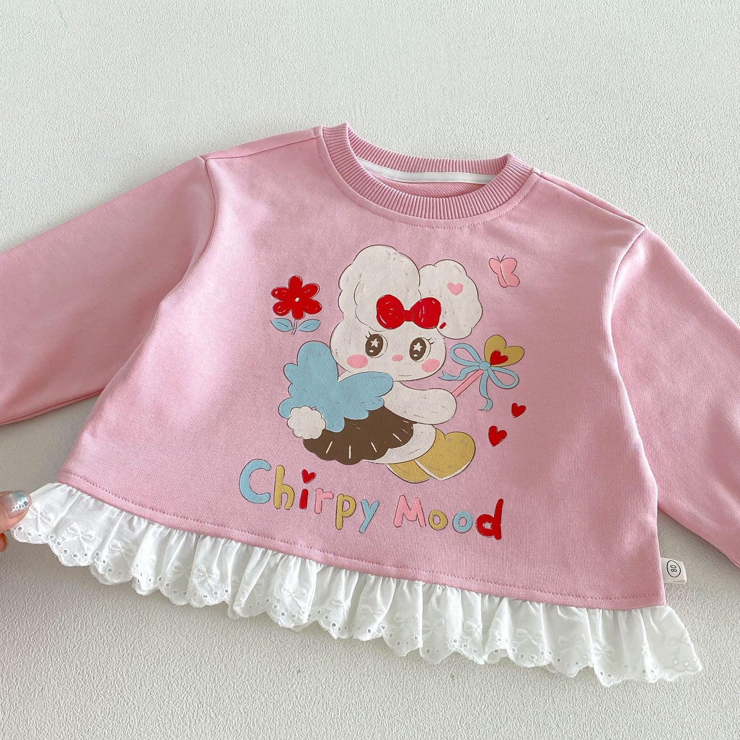 キッズ キャラクター プリント フリル 長袖スウェット ロングパンツ セット【mh0014037】