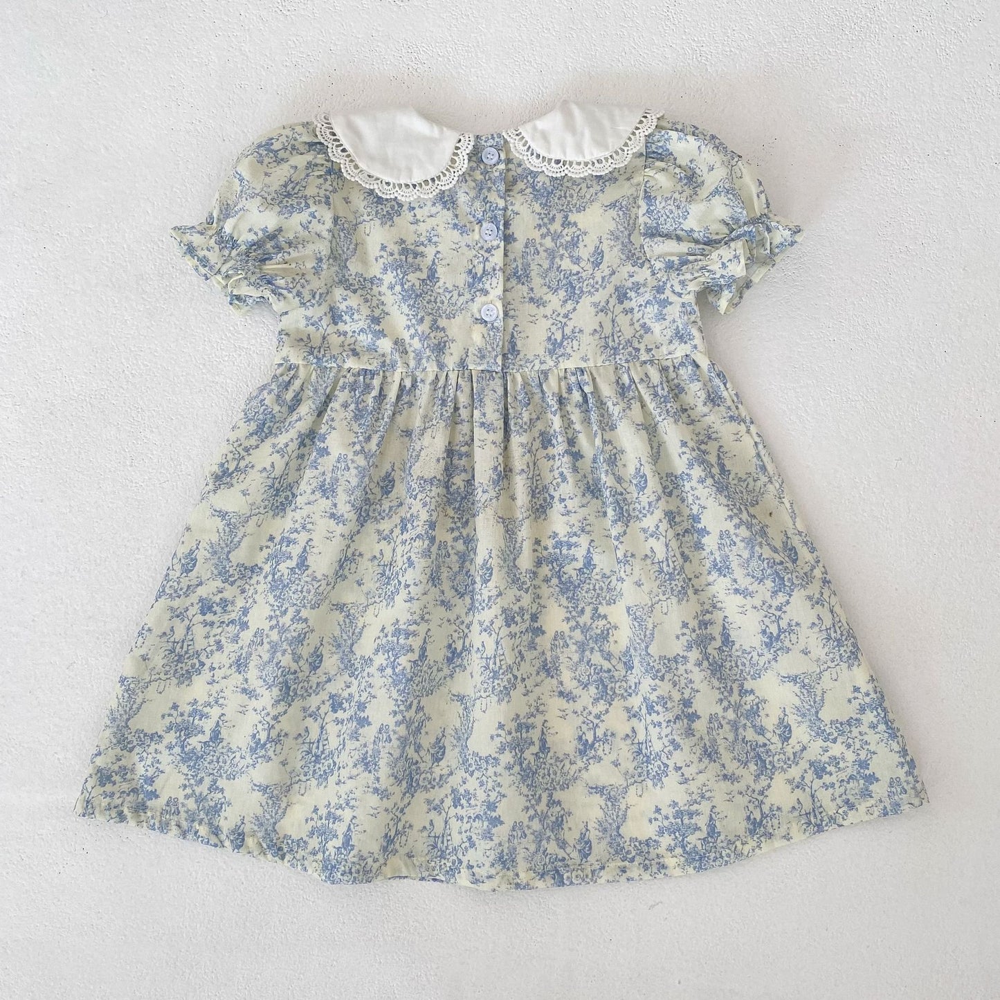 Floral Lace Collar Romper Dress パフスリーブ ロンパース 半袖ワンピース【mh0013164】