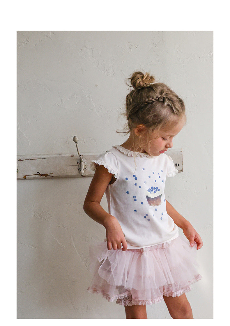 Flounce Sleeve Cupcake Tee フリルスリーブ カップケーキ Tシャツ【mh0012987】