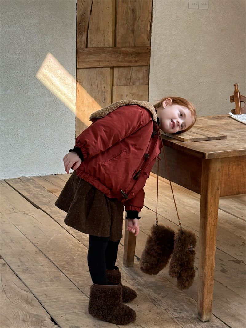 ジャケット 中綿 ボア襟 ダッフル風 トグルボタン ショート丈 アウター【mh0011615】