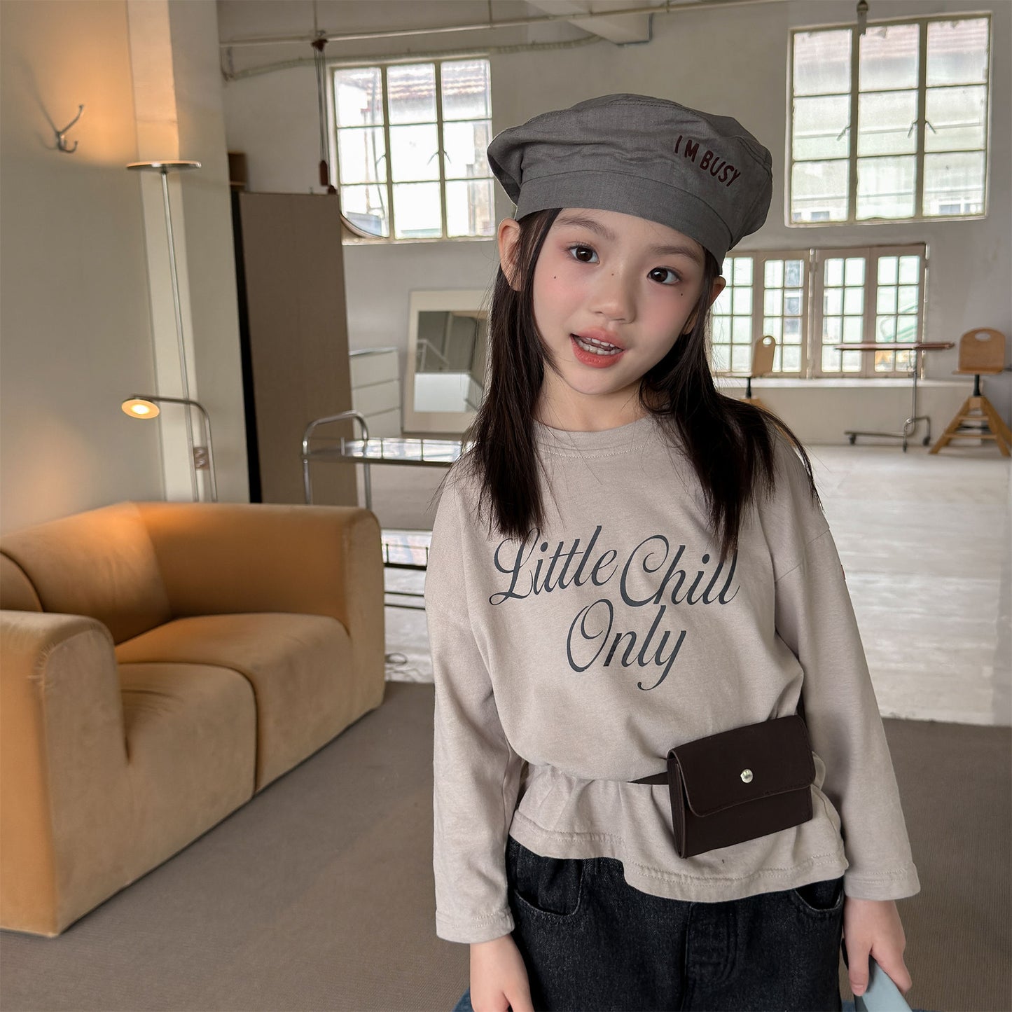 キッズ 英字プリント ルーズ 長袖Tシャツ【mh0014050】