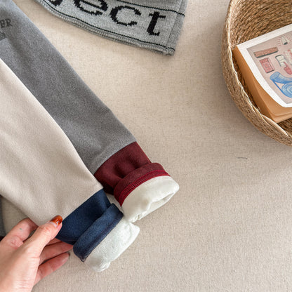 レギンスパンツ 裏起毛 バイカラー ドッキング リブ ボトムス【mh0011609】