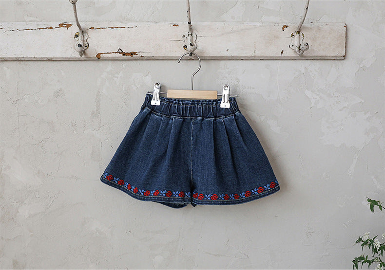 Floral Embroidered Denim Shorts 刺繍 デニムショートパンツ【mh0012988】