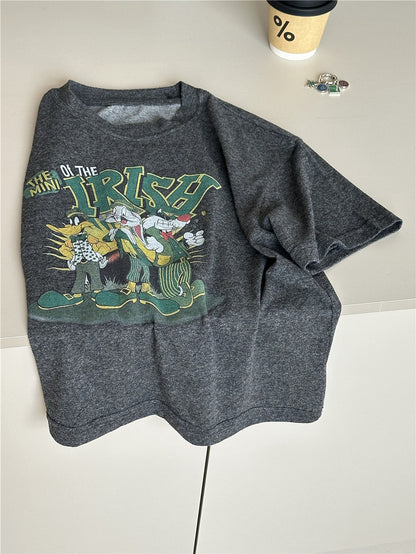 Cartoon Graphic T-Shirt キャラクター プリント 半袖Tシャツ【mh0012945】