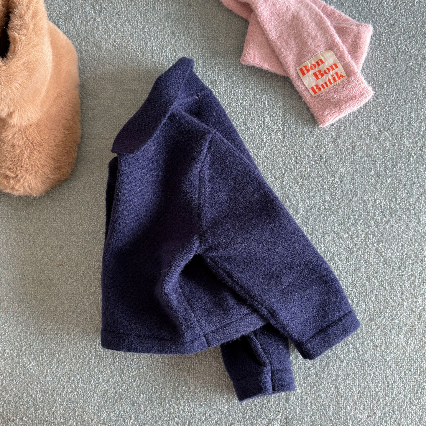 Kids' Polka Dot Collared Button-Up Long-Sleeve Knit Cardigan [mh0014056]