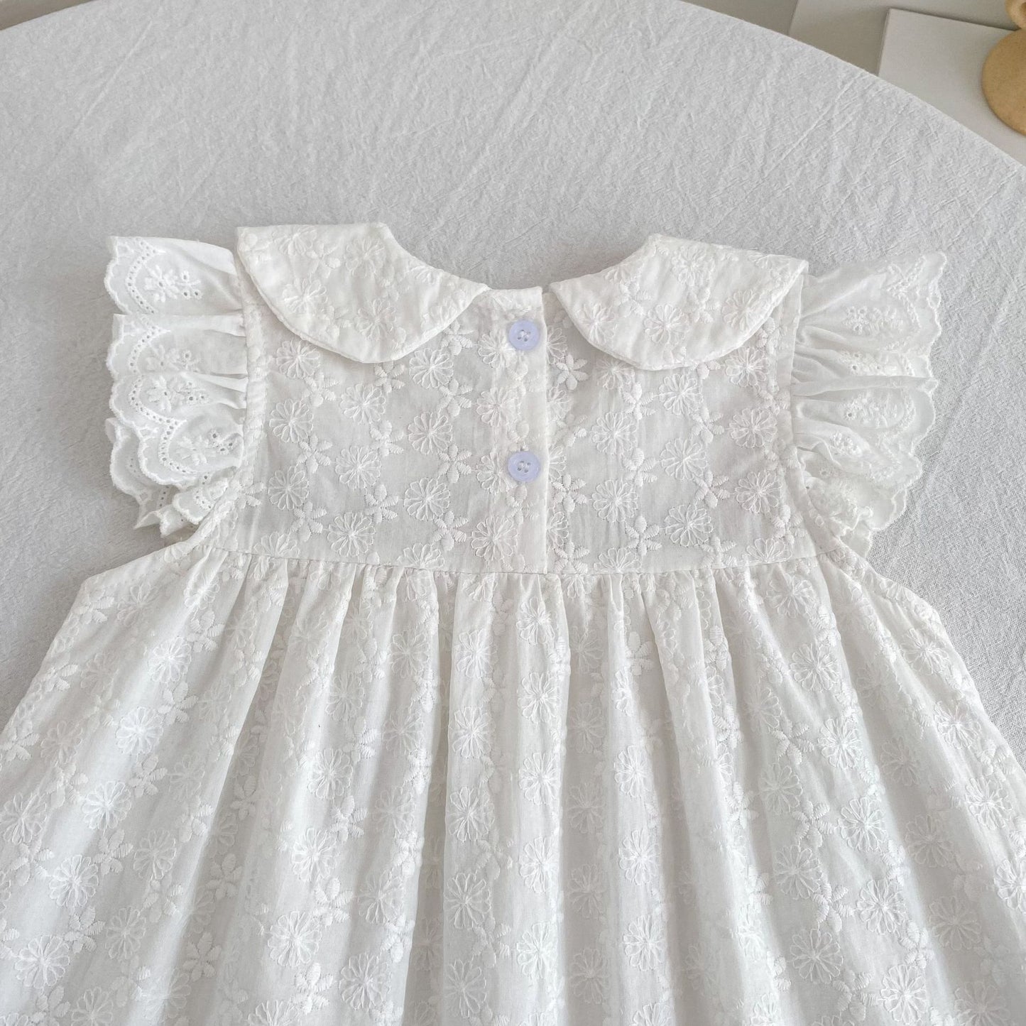 Lace Trim Doll Collar Romper Dress ラッフル ロンパース ミモレ丈ワンピース【mh0013160】