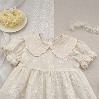 Embroidered Puff Sleeve Romper And Dress 刺繍 パフスリーブ ロンパース ワンピース【mh0013166】