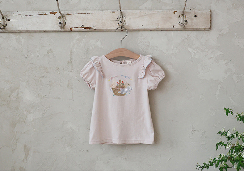 Rabbit Graphic Tee ラビットプリント フリルTシャツ【mh0012982】