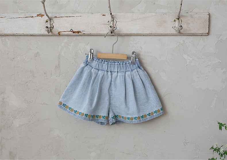 Floral Embroidered Denim Shorts 刺繍 デニムショートパンツ【mh0012988】