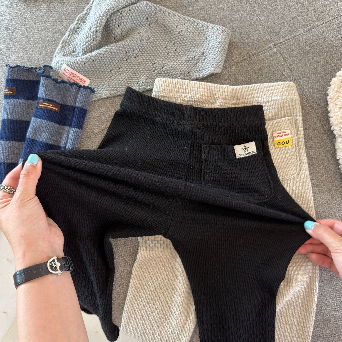 Kids' High-Waist Back Pocket Leggings Pants [mh0014051]