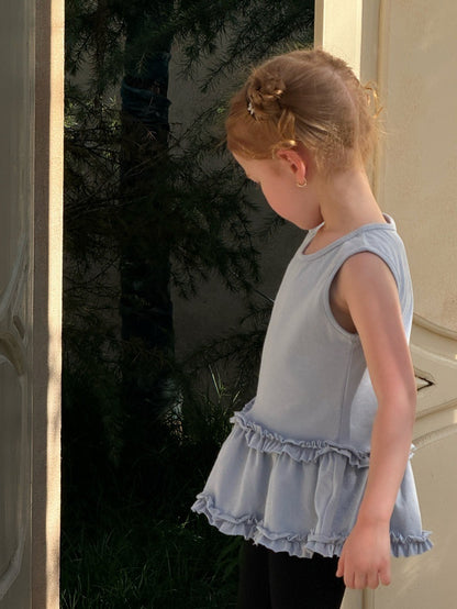 Versatile Sleeveless Knit T-Shirt Ruffled Skirt ラッフル ノースリーブTシャツ【mh0013268】