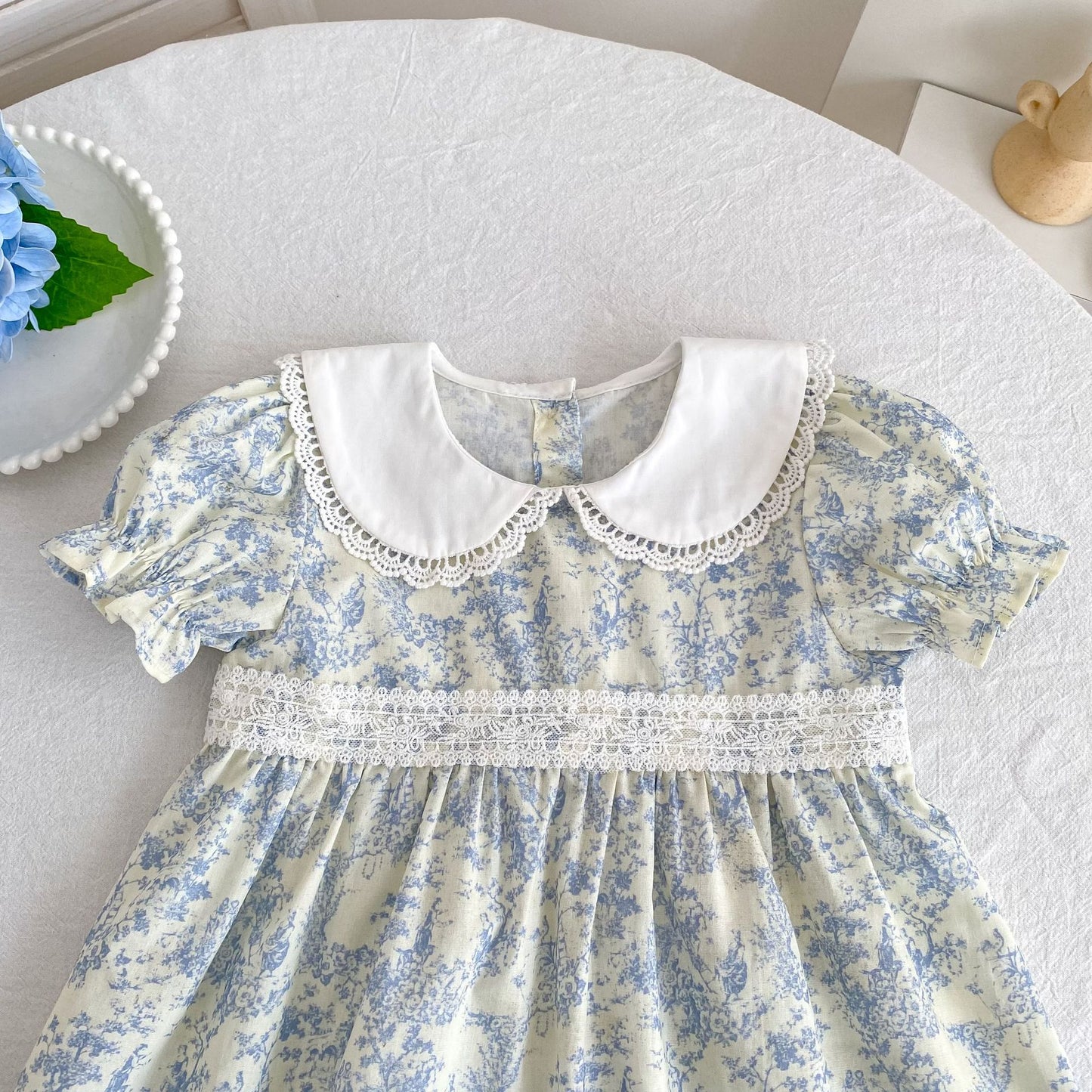 Floral Lace Collar Romper Dress パフスリーブ ロンパース 半袖ワンピース【mh0013164】