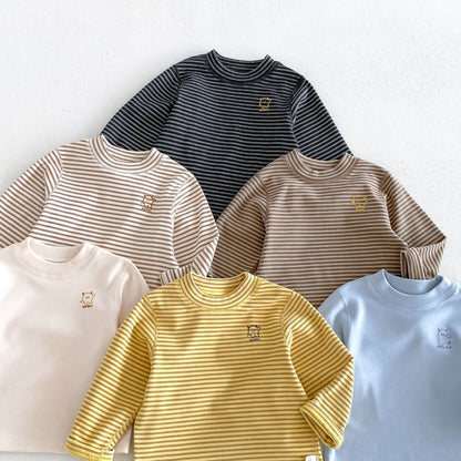 キッズ ボーダー ワンポイント刺繍 長袖Tシャツ / イージー ロングパンツ【mh0014771】