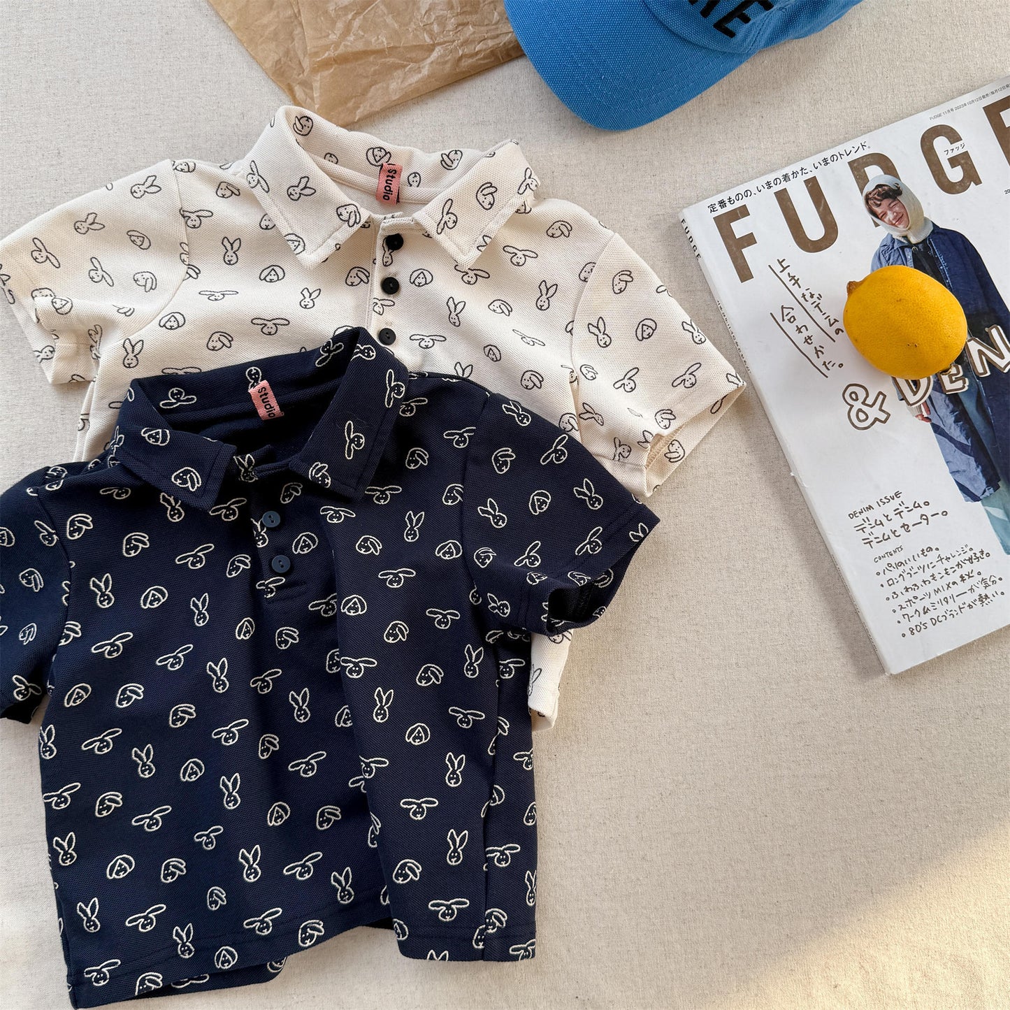 Rabbit Print Pique Cotton Polo Shirt 半袖 ポロシャツ【mh0012647】