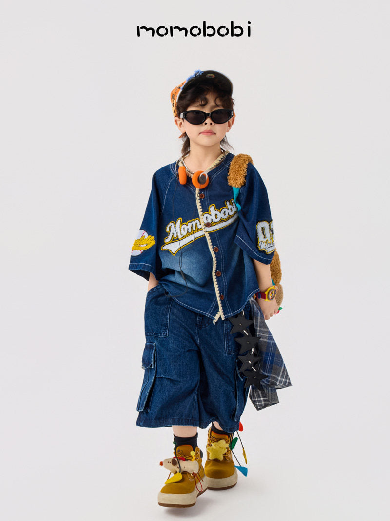 Check Layered Denim Shorts チェック レイヤード デニムハーフパンツ【mh0013002】