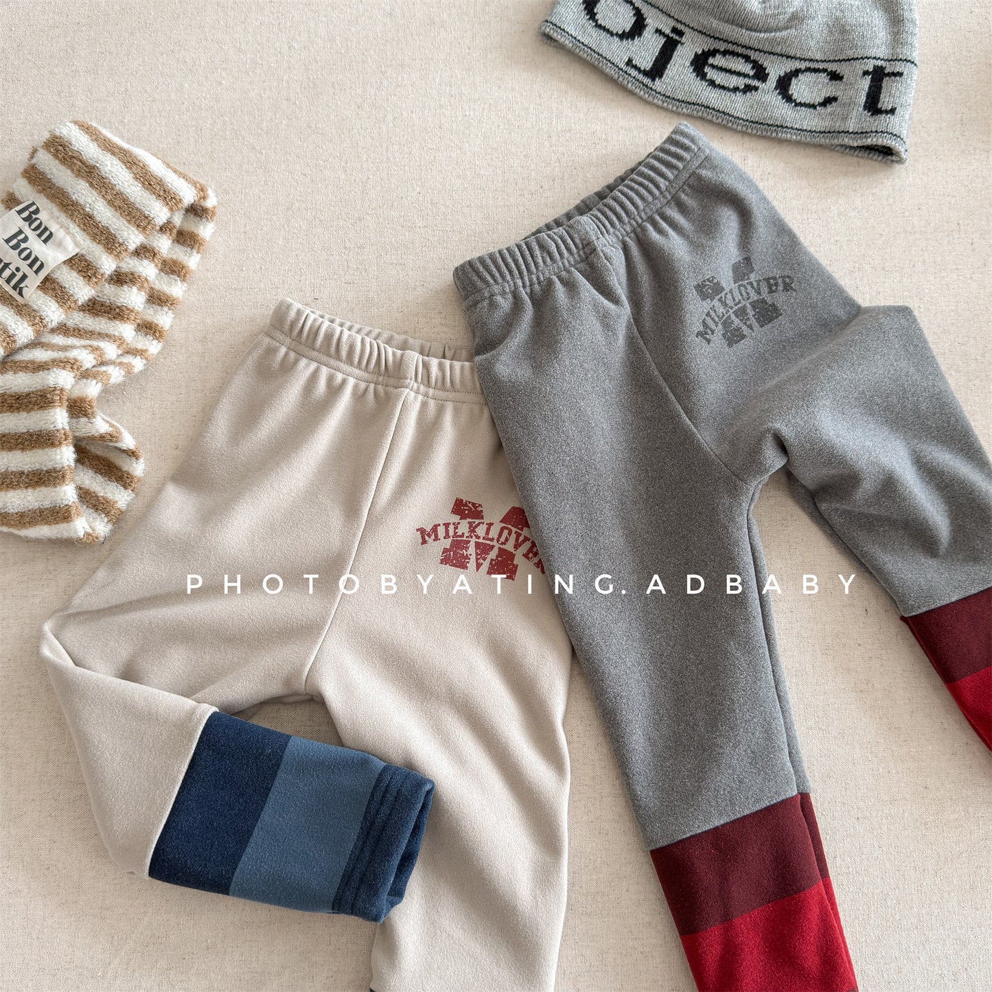 レギンスパンツ 裏起毛 バイカラー ドッキング リブ ボトムス【mh0011609】