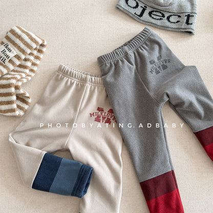 レギンスパンツ 裏起毛 バイカラー ドッキング リブ ボトムス【mh0011609】