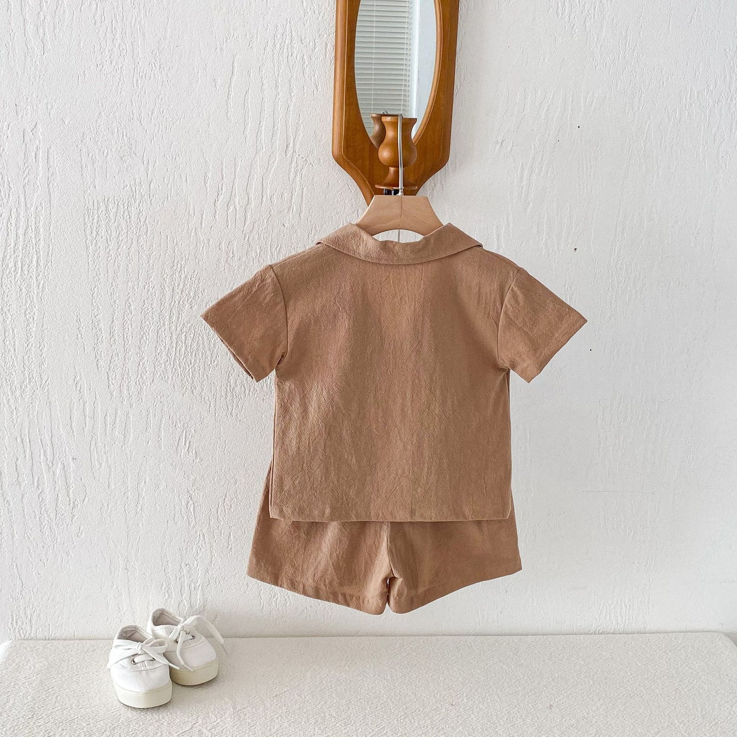 Open Collar Shirt & Shorts Set オープンカラー 半袖 セットアップ【mh0012723】