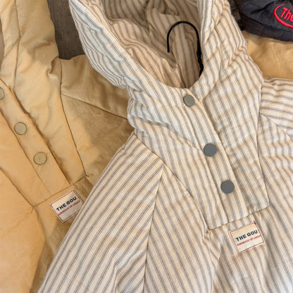 パフジャケット フーディ ストライプ プルオーバー アウター 中綿【mh0011613】