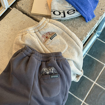 スウェットパンツ 裏ボア ロゴ刺繍 ゆったり ジョガーボトムス【mh0011607】