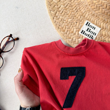 Number Embroidered Cotton Short Sleeve T-shirt ワッペン 半袖Tシャツ【mh0012662】