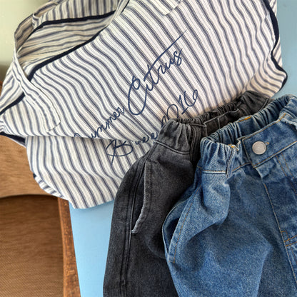 Pantalones vaqueros holgados de pierna cónica para niños【mh0014537】
