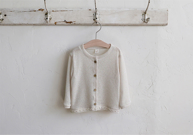 Lace Trim Knit Cardigan Openwork Summer Cardigan [mh0012984]