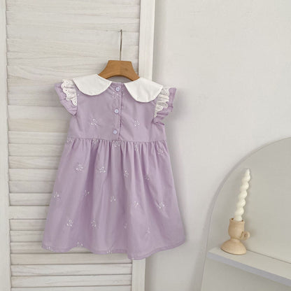 Bow Embroidery Ruffle Romper Dress ラッフル ロンパース ワンピース【mh0013161】