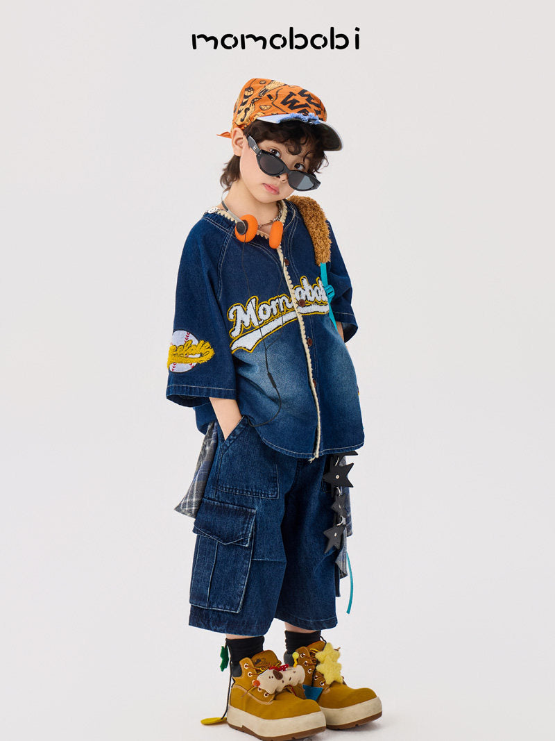 Check Layered Denim Shorts チェック レイヤード デニムハーフパンツ【mh0013002】