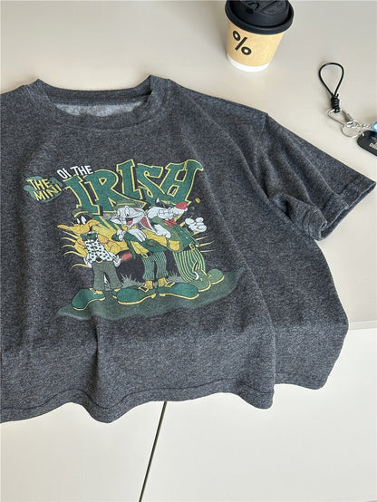 Cartoon Graphic T-Shirt キャラクター プリント 半袖Tシャツ【mh0012945】