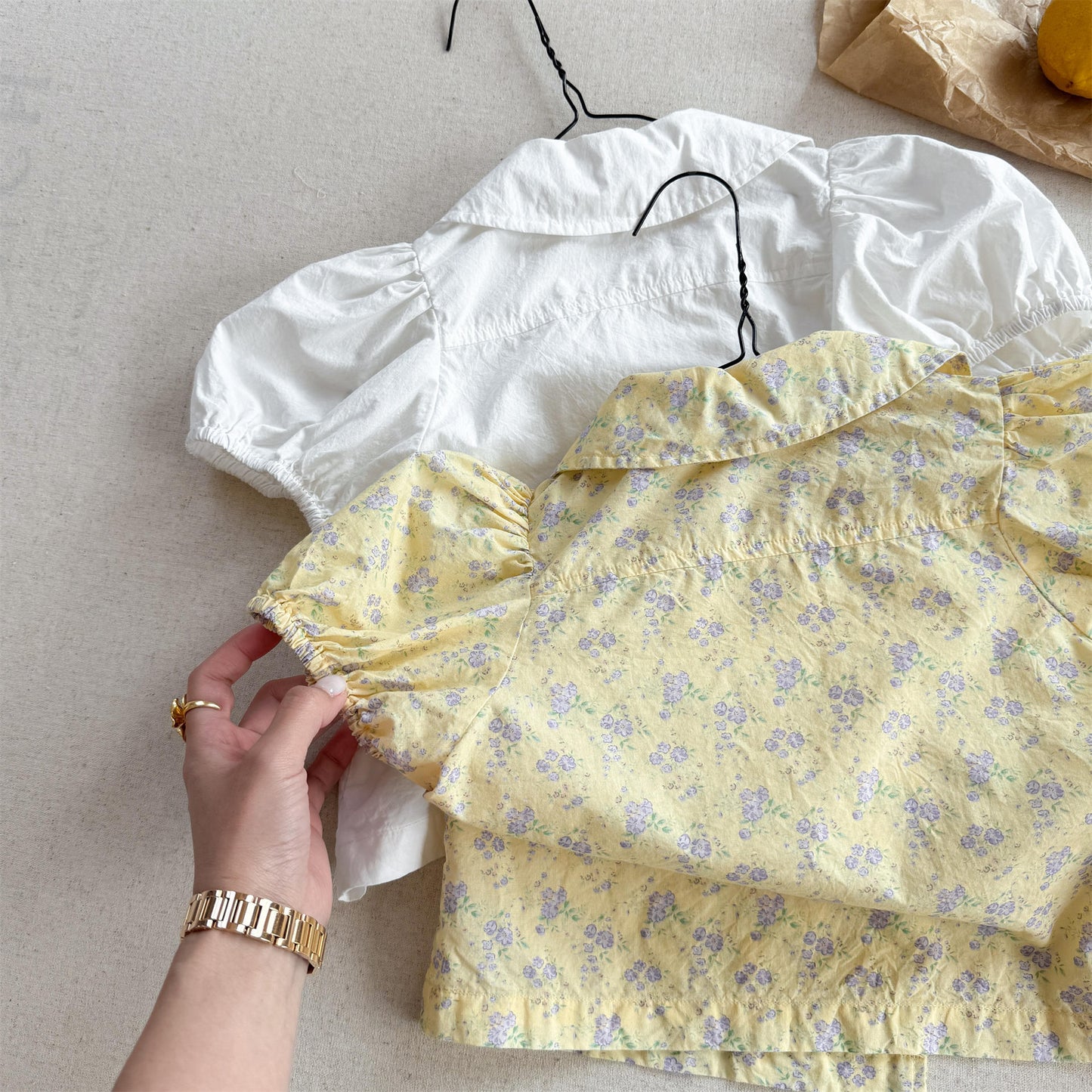 Puff Sleeve Floral Cotton Shirt パフスリーブ フラワー コットン シャツ【mh0012656】
