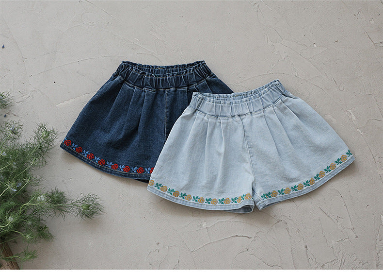 Floral Embroidered Denim Shorts 刺繍 デニムショートパンツ【mh0012988】