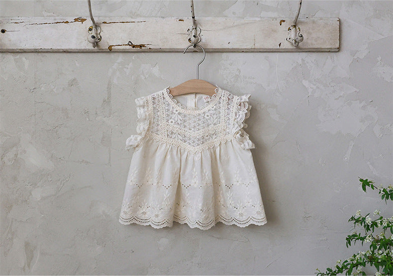 Lace Embroidered Sleeveless Tee 刺繍レース ノースリーブTシャツ【mh0012991】