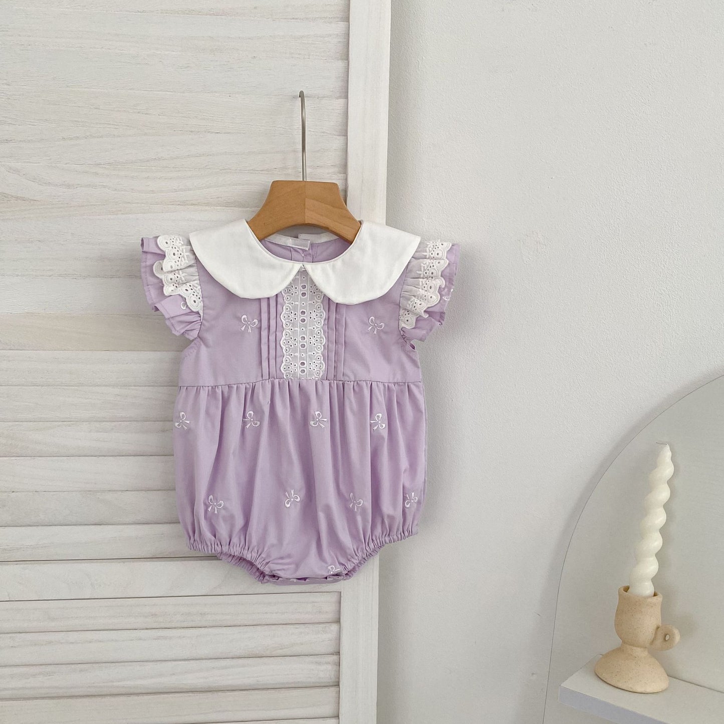 Bow Embroidery Ruffle Romper Dress ラッフル ロンパース ワンピース【mh0013161】