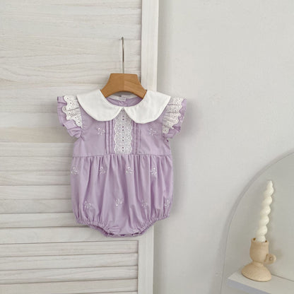 Bow Embroidery Ruffle Romper Dress ラッフル ロンパース ワンピース【mh0013161】